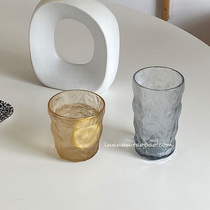 RuaA small crowdsourced retro industrial wind amber color glacier textured glass cups Coffee cold Drink cups Water mud ash