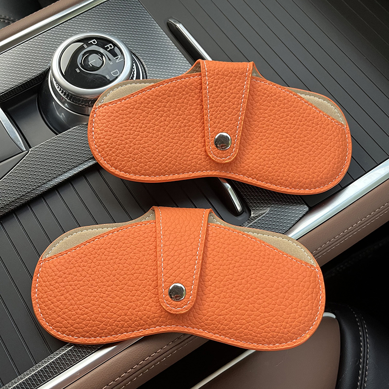 ins Simple Soft Leather Glasses Clip for Men and Women, Myopia Glasses Storage Bag, Portable Glasses Case, Sunglasses Protective Cover