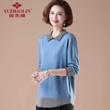 Осенний демисезонный трикотажный свитер для матери, для среднего возраста, 2020, яркий броский стиль