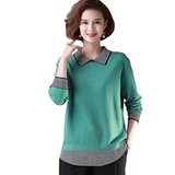 Осенний демисезонный трикотажный свитер для матери, для среднего возраста, 2020, яркий броский стиль