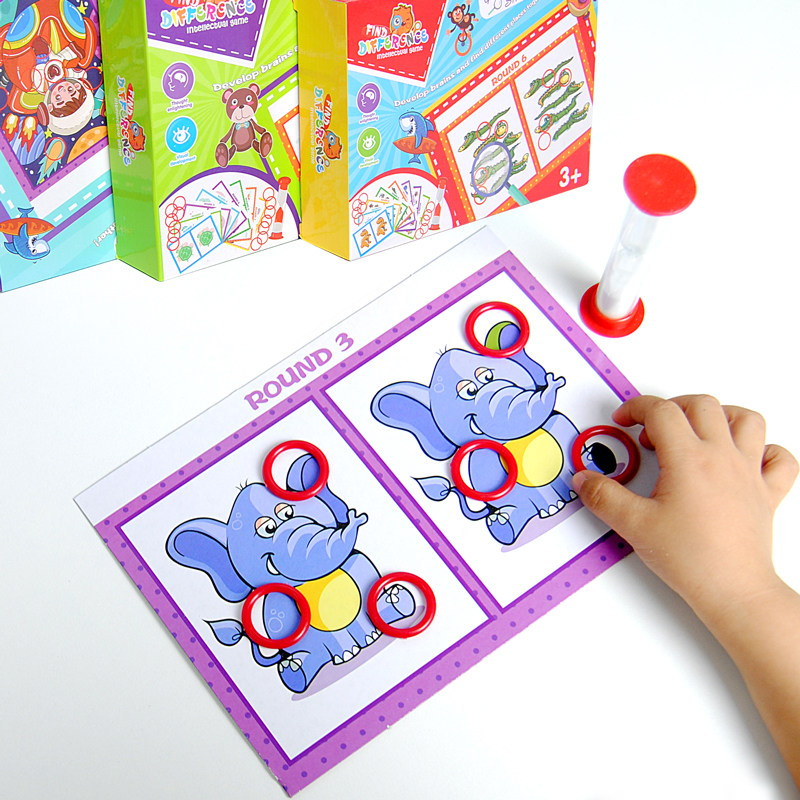 Concentration training children 3-4-6 years old 5 kindergarten fun puzzle game cards for everyone to find faults and find differences