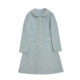 honeyrubao blue whirring baby collar French retro waisted Hepburn style exquisite pearl button woolen coat