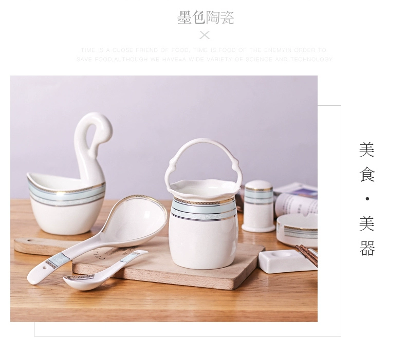 Thìa gốm Jingdezhen, thìa, thìa, đũa, gạt tàn, tăm, bộ đồ ăn gia đình, - Đồ ăn tối khay gỗ đựng thức ăn