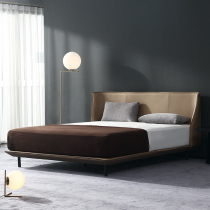 Nordic Minimalist Modern Light Lavish Bed Genuine Leather Bed 1 8 m Creative Stylish Wedding Bed Italian minimalist master bedroom with double bed