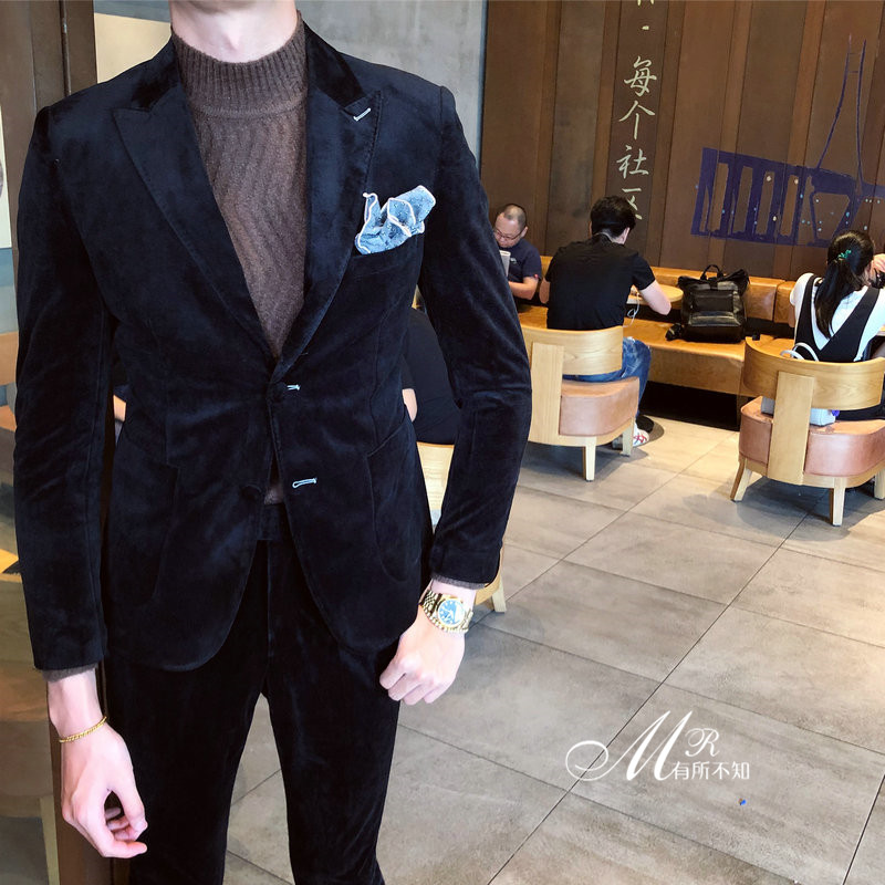 Mùa đông rắn màu nhung phù hợp với thanh niên phù hợp với thanh niên chú rể phù hợp với phù hợp với xu hướng hoang dã phù hợp với nhỏ áo vest nam hàn quốc