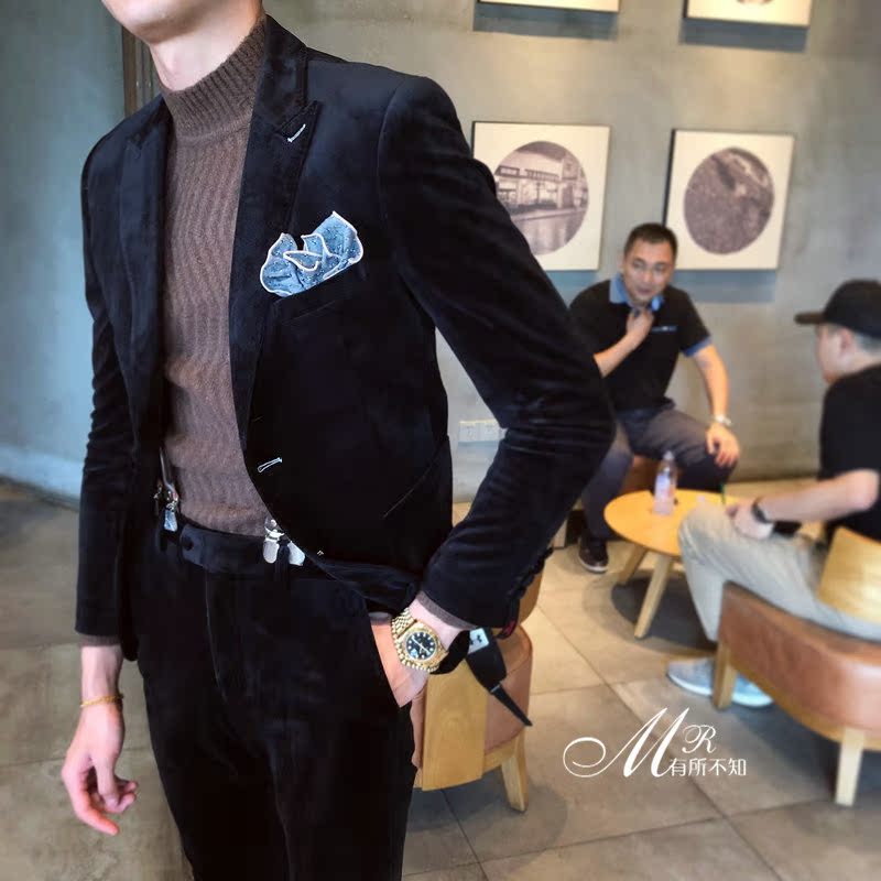 Mùa đông rắn màu nhung phù hợp với thanh niên phù hợp với thanh niên chú rể phù hợp với phù hợp với xu hướng hoang dã phù hợp với nhỏ áo vest nam hàn quốc