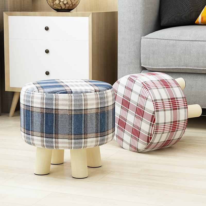 Poetry Change Shoes Stool Fashion Stool Solid Wood Short Stool Creative Removal Clothing Stool Small Stool Sofa Stool