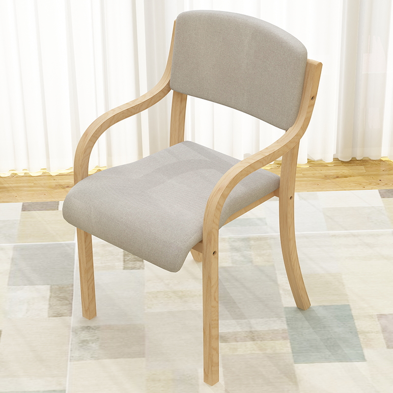 Home solid wood chair modern leisure simple dining chair simple curved wood Nordic computer desk chair back armchair