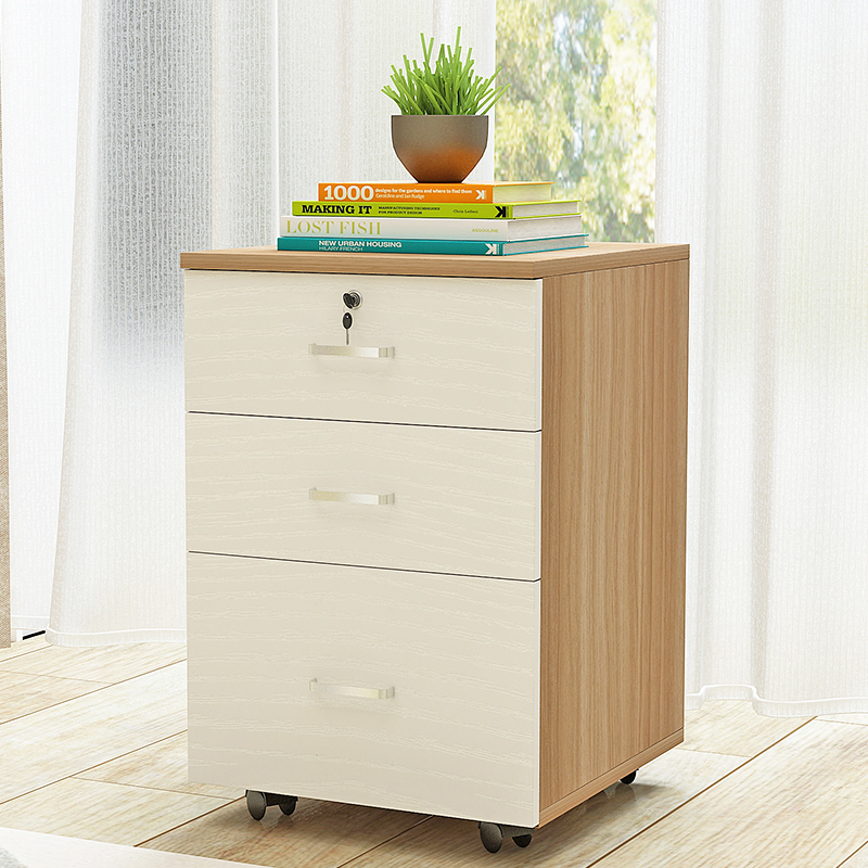 Poetic Wooden Office Cabinet Floor Type File Cabinet With Lock Three