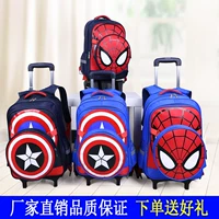 Xe đẩy trẻ em Cặp học sinh Spider-Man Ba ​​lô bé trai 1-3-5 Năm Ba bánh Xe đẩy 6-12 tuổi balo đi học nữ