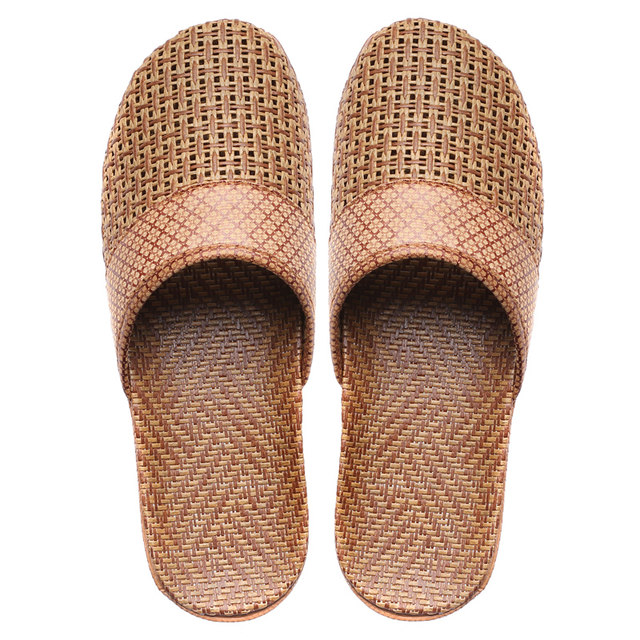 Linen slippers women's summer home rattan grass woven Baotou non-slip indoor household non-slip sandals men's summer