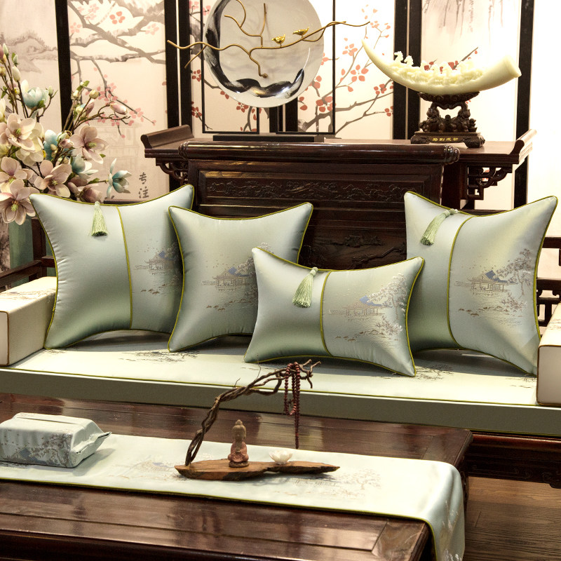 New Chinese Redwood Sofa Mat Embroidery Classical thickening Sponge Mat Sofa Cottage Vault Cushion