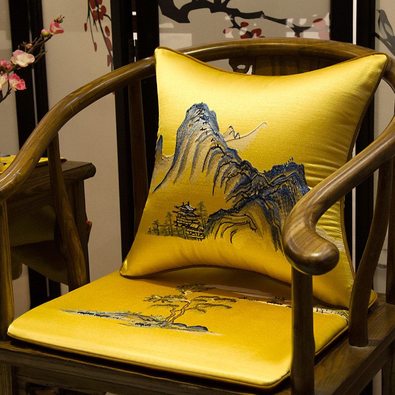 Tea chair cushion cushion Chinese mahogany chair circle chair official hat chair Taishi chair cushion classical non-slip removable washable cushion