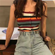 Mùa hè phiên bản Hàn Quốc của áo len sọc retro gợi cảm áo vest nữ đáy áo bên trong áo khoác để mặc ngoài thủy triều - Áo ba lỗ