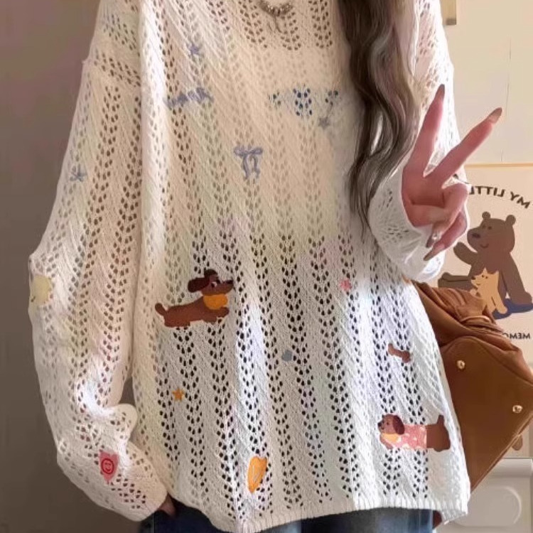 2026 New Summer Ootd Outfit Long-Sleeved T-Shirt Top for Women, Summer Loose and Lazy Style Thin Sun Protection Cover-Up
