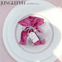 JF Original Creative Rose Pink Velvet Cloth Delight Sugar Bag Silver Flow Su Pumping Rope Chinese Knot Wedding Wedding Banquet Sugar Box Cloth Bag