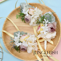 JF goose yellow cherry blossom powder garden wedding bride corsage groom corsage corsage Annual meeting party travel photo