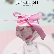 JF Eurostyle Teenage Pink Little Feather Pink Red Ribbon Wedding Gift Diamonds Delight Candy Box Cardboard Box Creative Wedding