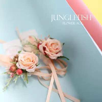 ins Sen champagne color bride bridesmaid wrist flower groom lapel flower corsage wedding gift shooting props Europe and the United States
