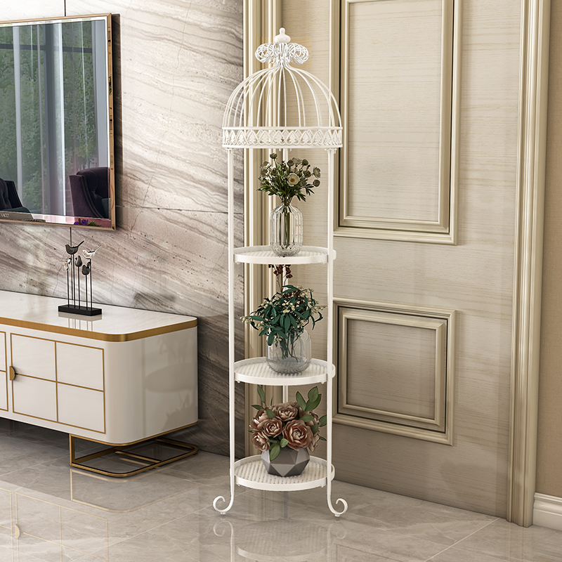 Nordic bird cage storage Floor-to-ceiling living room Wrought iron flower rack Clothing store window display Multi-layer storage bag shelf