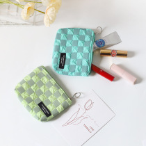 Korean Version Little Fresh Plaid Zero Wallet Short And Cute Mini Portable Student Coin Pocket Headphones Containing small bag