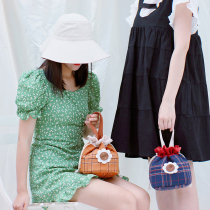 Small freshener gig handbag Summer teen hand carrying bag Makeup Containing bag Bucket Bag Students Round Lunch Box Bag