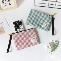 Small Qing New Thousand Bird Grids Phone Package Female portable wrist Pack 100 hitch girl cross mobile phone bag student zero money card bag