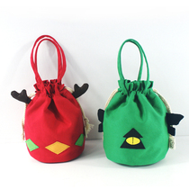 Korean version of canvas pull rope hand bag girl cloth bag cosmetic bag cartoon cute sundries bag