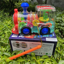 Douyin Electric Universal Transparent Gear Train Lantern Music Light Electric Train Children Lantern Festival Lantern