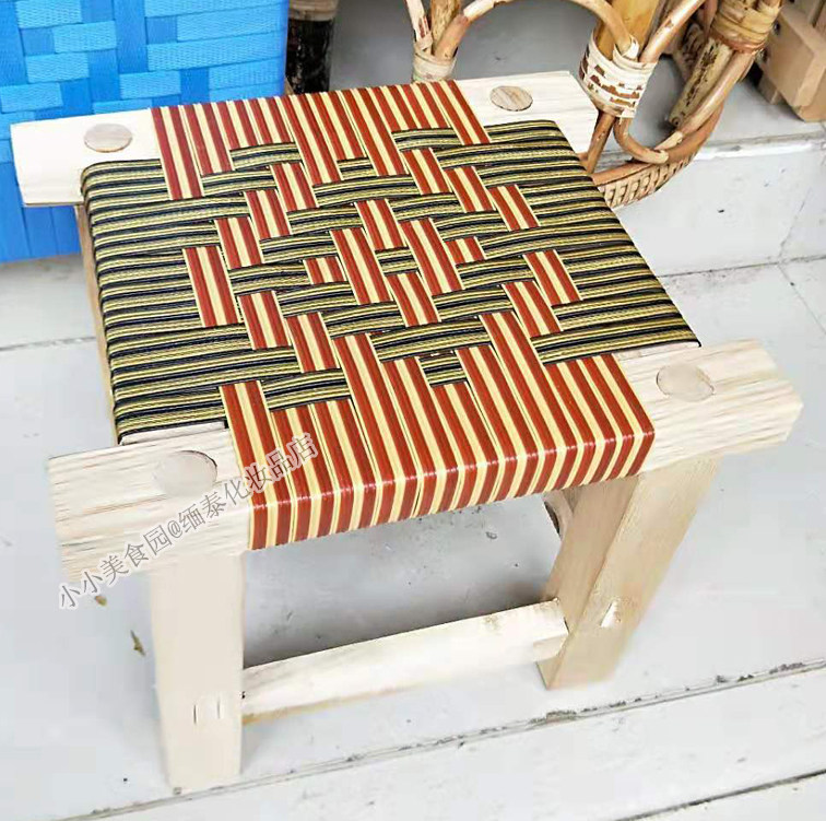 Yunnan Dai Ethnic Characteristics Solid Wood Stools Handmade Bamboo-style Bench Domestic Dining Table Wooden Bench