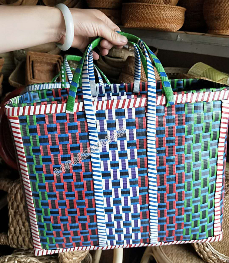 Containing Basket Fashion Hand Basket Handwoven Hand Woven Hand Basket Gift Basket Fields Garden Wind Vegetables Blue Subplastic