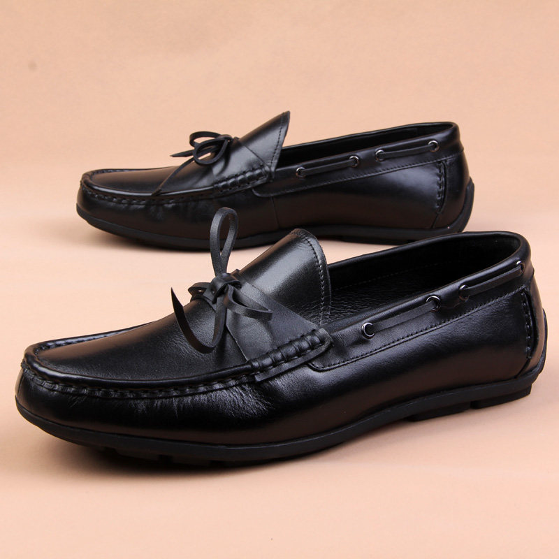 2022 new bean-bean shoes men's real leather business casual leather shoes Inn spring low for lazy people driving shoes boomer shoes