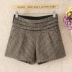 Mùa đông phiên bản Hàn Quốc của quần short len ​​houndstooth nữ mùa thu đông 2018 dày eo thon co giãn mặc quần len ống quần thủy triều Quần short