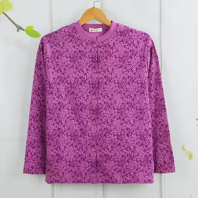 Middle-aged and elderly people add fat and increase autumn clothes cardigan women's cotton single piece of autumn clothes to the old lady's buckle