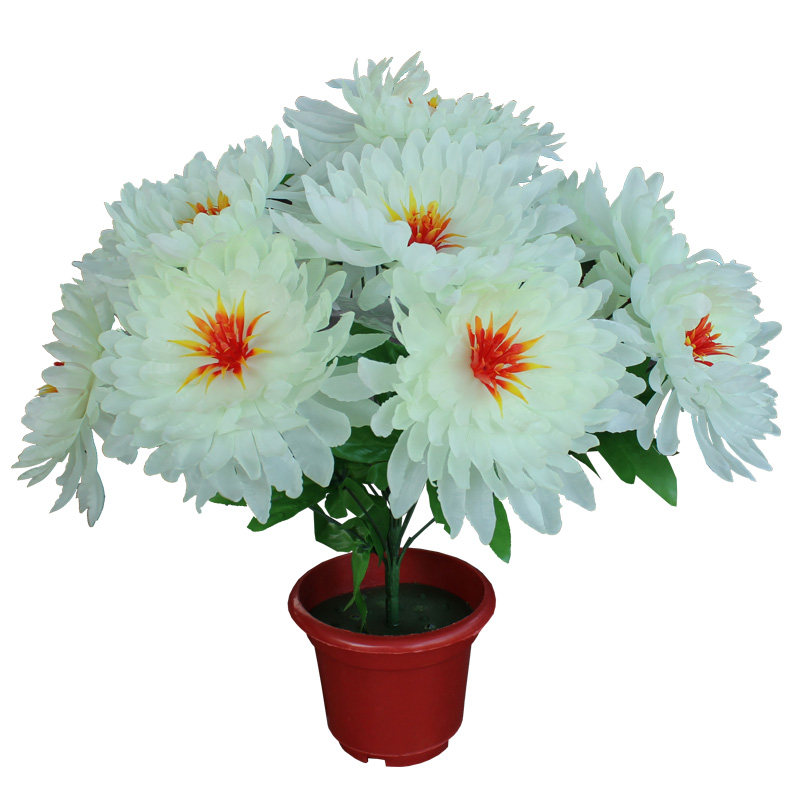 Artificial Chrysanthemum bouquet 13 fake flowers Put the bouquet Qingming Festival flowers to the grave Silk flowers Sacrificial flowers Flower arrangement Fabric flowers Plastic flowers