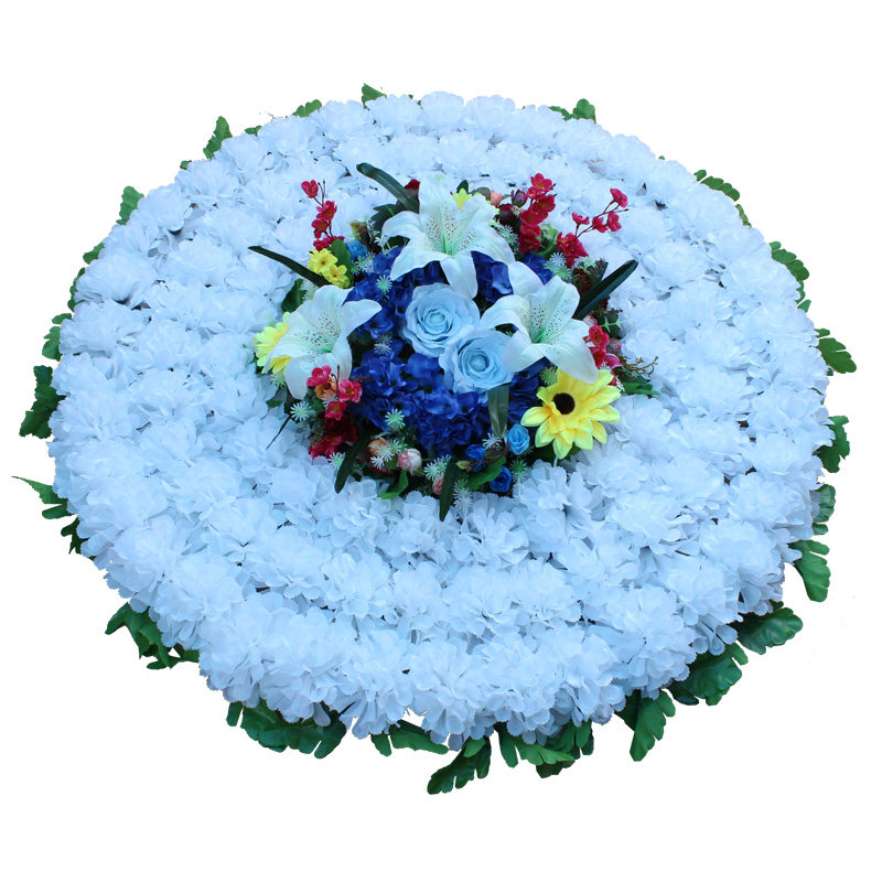 Silk flower large wreath simulation 1 meter chrysanthemum circle Qingming flower sweeping flower manufacturer direct sales funeral home decorative flowers