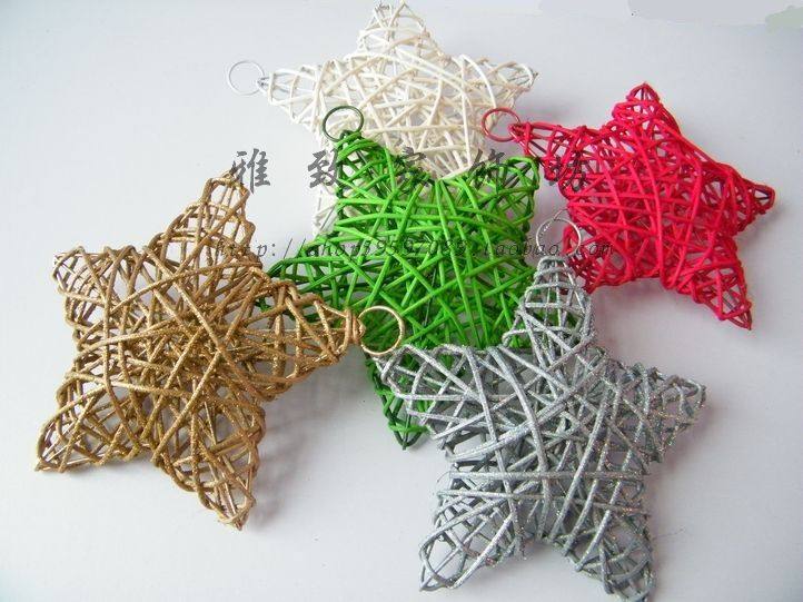 Elegant home ornament 15cm five-star Christmas five-pointed star kindergarten decoration Star colored ball colored rattan ball