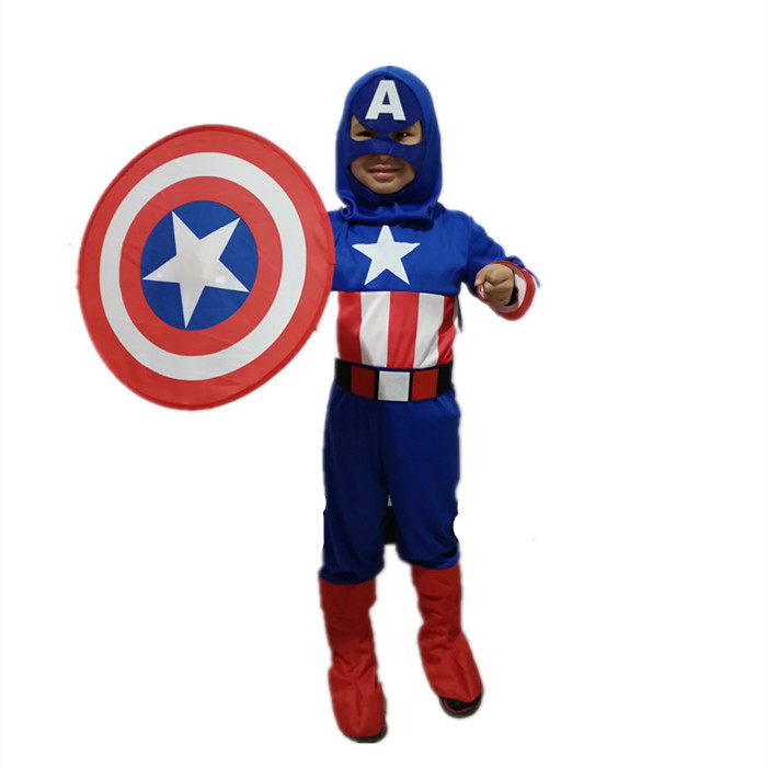 Children's Set Dress up Captain America Costume cos Role Play Captain America Set with Shield Stage Performance