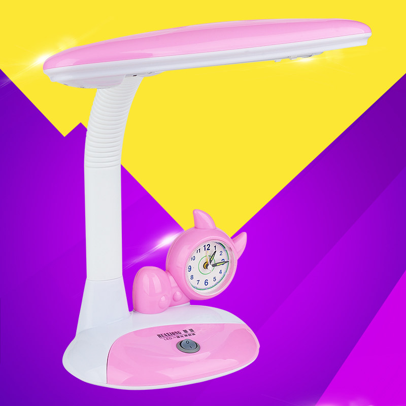 LED Children Desk Guard Eye Table Light Primary School Students Learn Writing Homework No Frequency Flash Anti-Myopia Interlude Alarm Clock Table Lamp