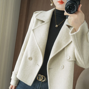 Шерстяное короткое шерстяное пальто, двусторонная кашемировая куртка, оверсайз, увеличенная толщина