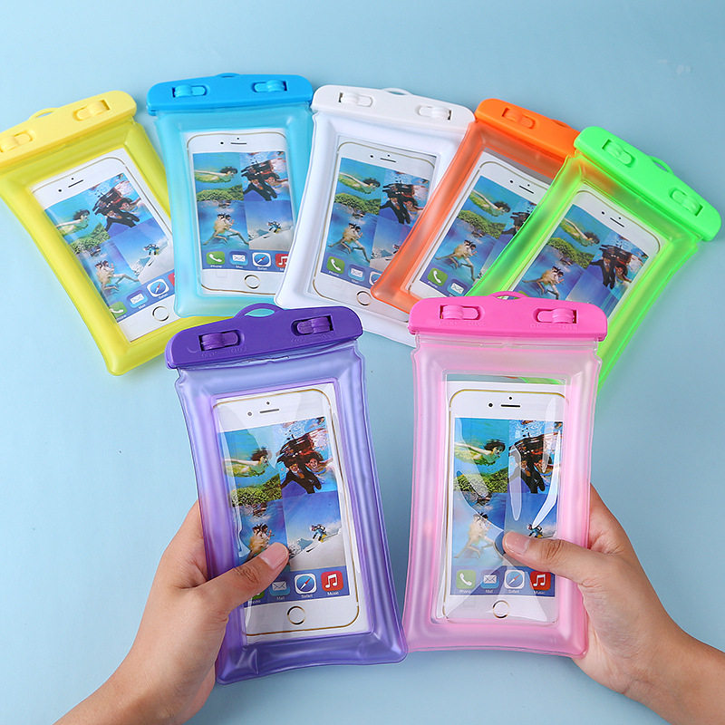 Simple double insurance mobile phone waterproof bag touchable screen airbag floating diving set macaron solid color anti-leakage storage - Taobao