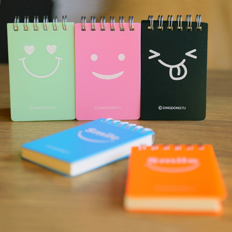 Cute Upper Turn Coil Ben Ultra Mini Notepad Small Carry-on Pocket Ben Candy Color Plastic Cover Notebook A7