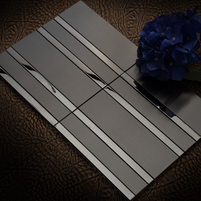 NameMahui Modern Matmatt Metal Stainless Steel Mosaic tile Background Wall Restaurant Seamless Long Wall Tile