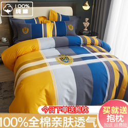 Thickened Light Luxury Style Pure Cotton Four-Piece Set 100% Cotton High-End Brushed Nordic Simple Duvet Cover Bed Sheet Bedding Trendy