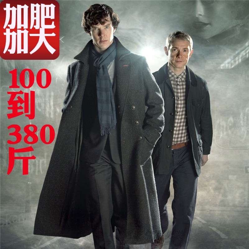 Sherlock Holmes Trench Coat, German-Style Black Cos Coat, Same Style as Benedict Cumberbatch, British-Style Woolen Coat Sherlock Holmes Trench Coat, German-Style Black Cos Coat, Same Style as Benedict Cumberbatch, British-Style Woolen Coat