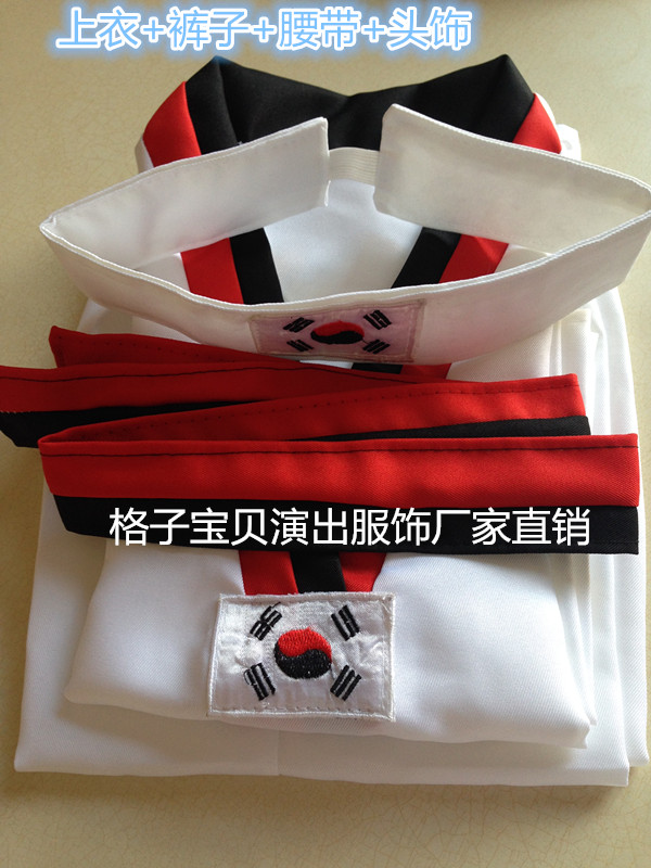 Quần áo Taekwondo Biểu diễn Quần áo Taekwondo Trường mẫu giáo Trường tiểu học Áo dài tay Quần áo Taekwondo nam và nữ váy múa alibaba cho bé