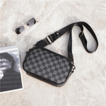 Hong Kong Leather Street Satchel Mobile Phone Bag Cross Bag Backpack Tide Brand Men's Fashion Plaid Shoulder Bag