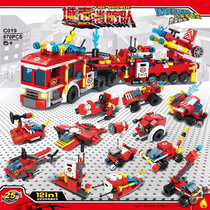 C019 urban fire brigade compatible Lego small grain assembly building block children puzzle assembly mechanism toys