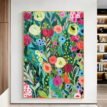 Tirart hand-painted oil painting Flowers Living room sofa Background decoration painting Xuanguan hanging painting Restaurant creatural fresco