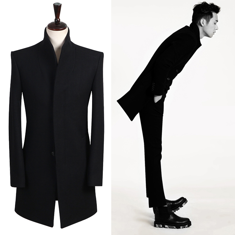 Winter men's windbreaker 2019 new medium and long version of the Korean version of the wild handsome fashion brand wool coat coat jacket male